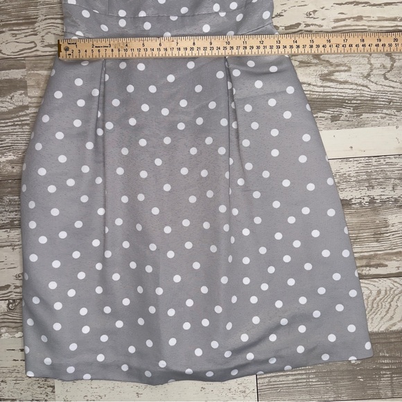 White House Black Market Polka Dot Fit & Flare Dress Size 2 Gray Sleeveless - Picture 4 of 11